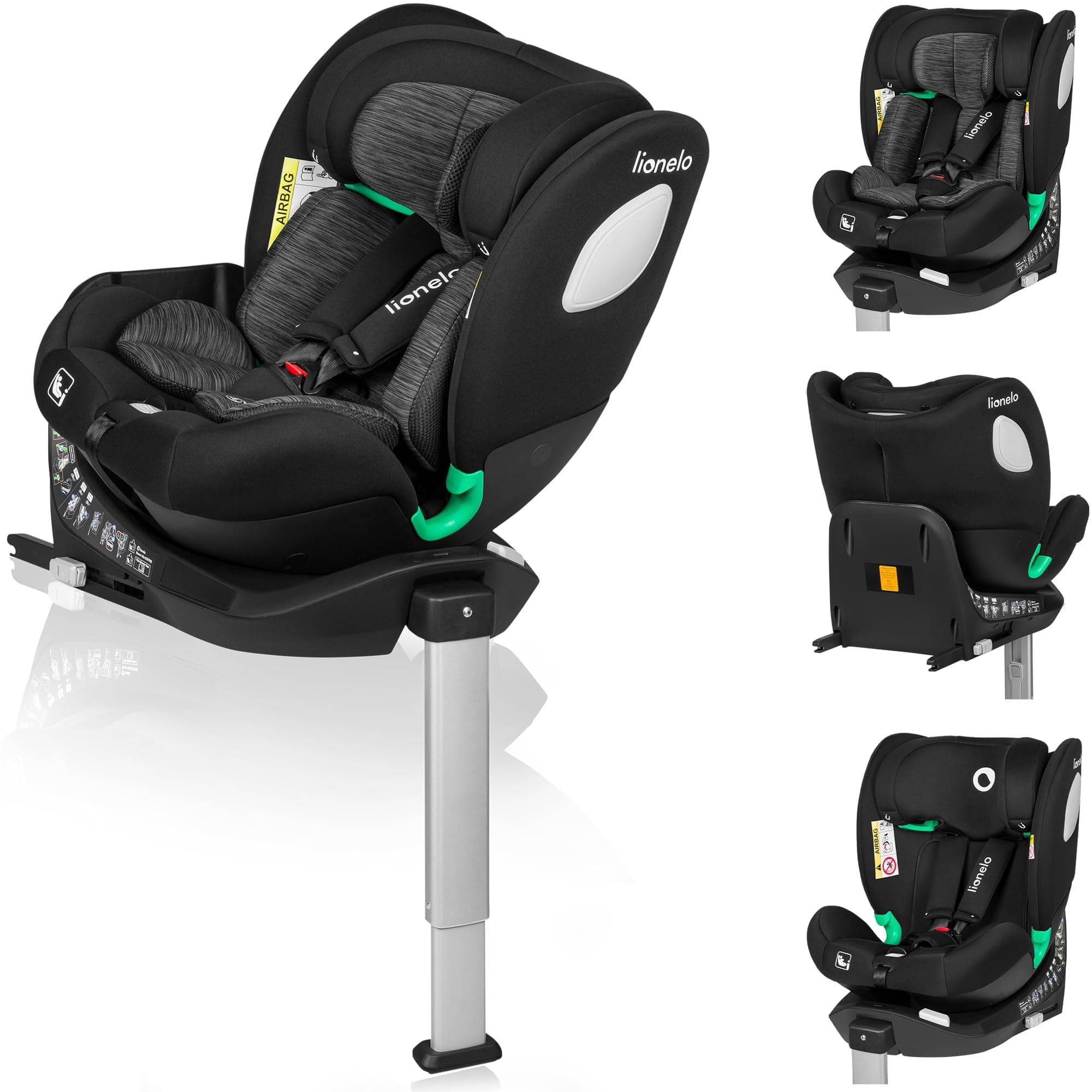 LIONELO Braam Siege auto de 0 à 36 kg Jambe de force Isofix et ceintures de sécurité voiture Rotation 360° Face Route Do