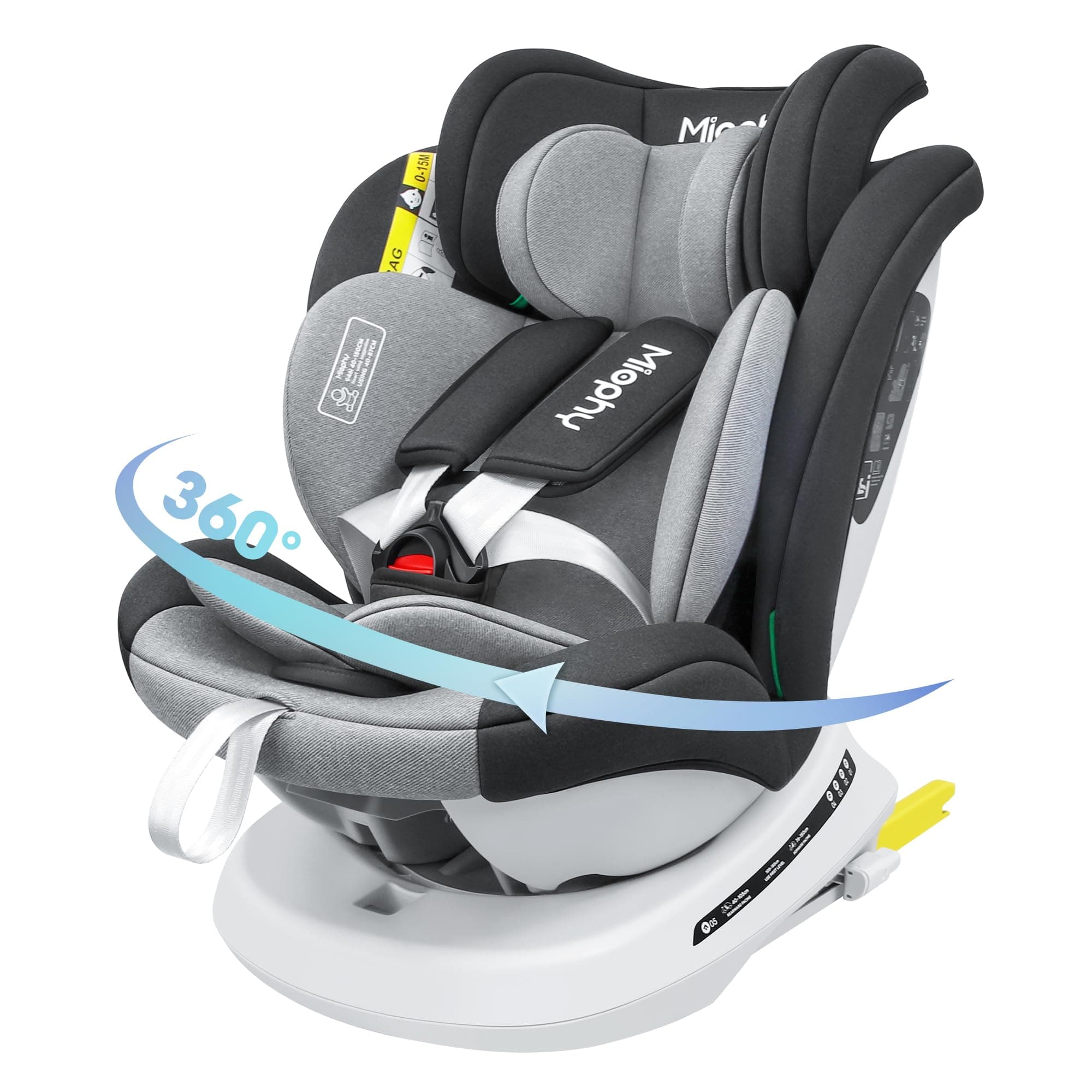 MIOPHY I-Size Siège Auto Isofix 360°Pivotant Groupe 0+1/2/3 Pour Enfants de la Naissance à 12 Ans, Taille 40-150 cm