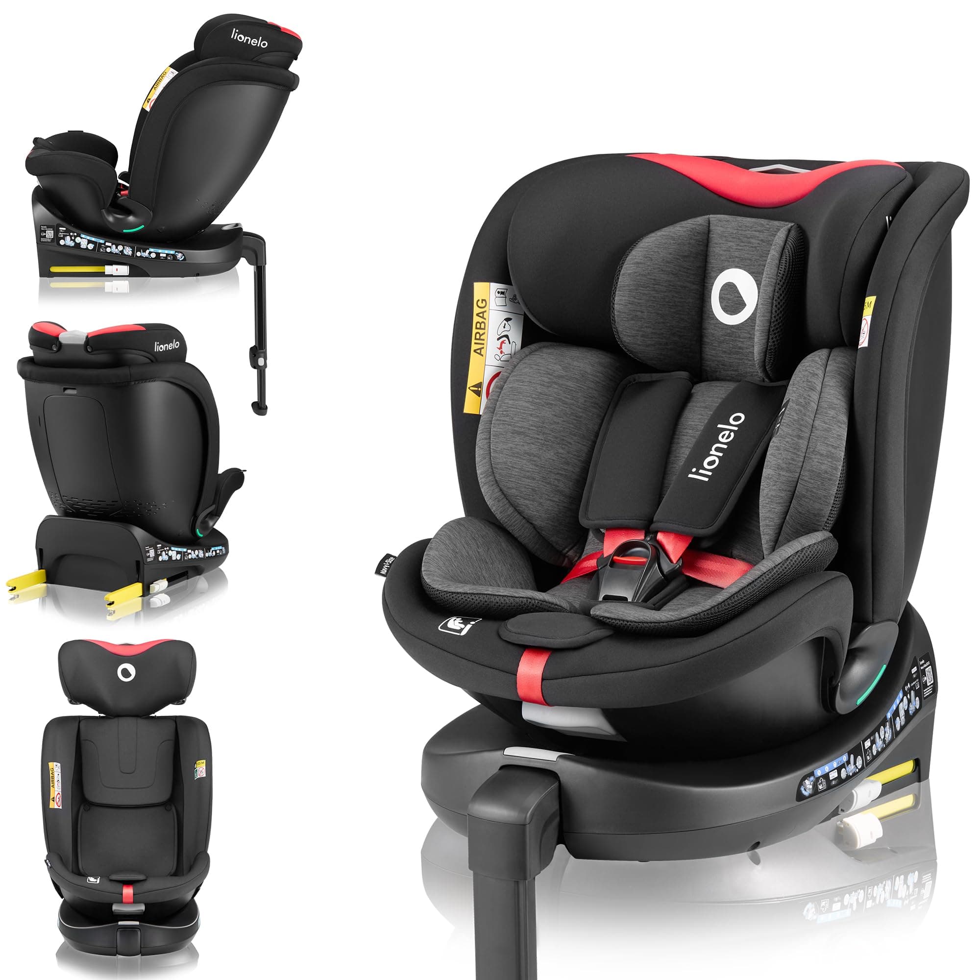 LIONELO NAVY i-Size 360o Siège auto pivotant pour enfants de 40 à 150 cm, sécurité maximale ISOFIX avant et arrière, fon