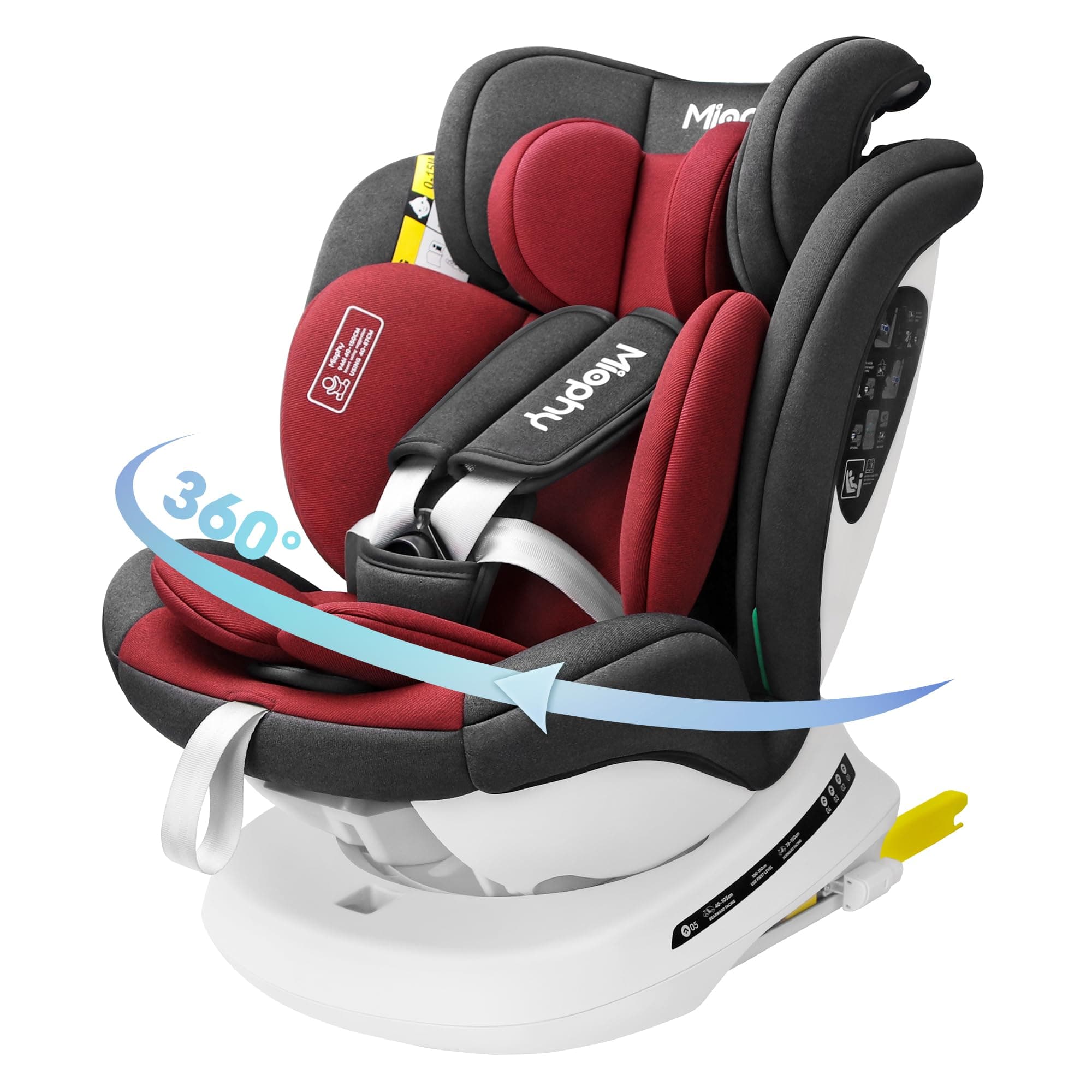 Miophy I-Size Siège Auto Isofix 360°Pivotant Groupe 0+1/2/3, de la naissance à 12 ans, 40-150 cm - Sécurité Optimale pou