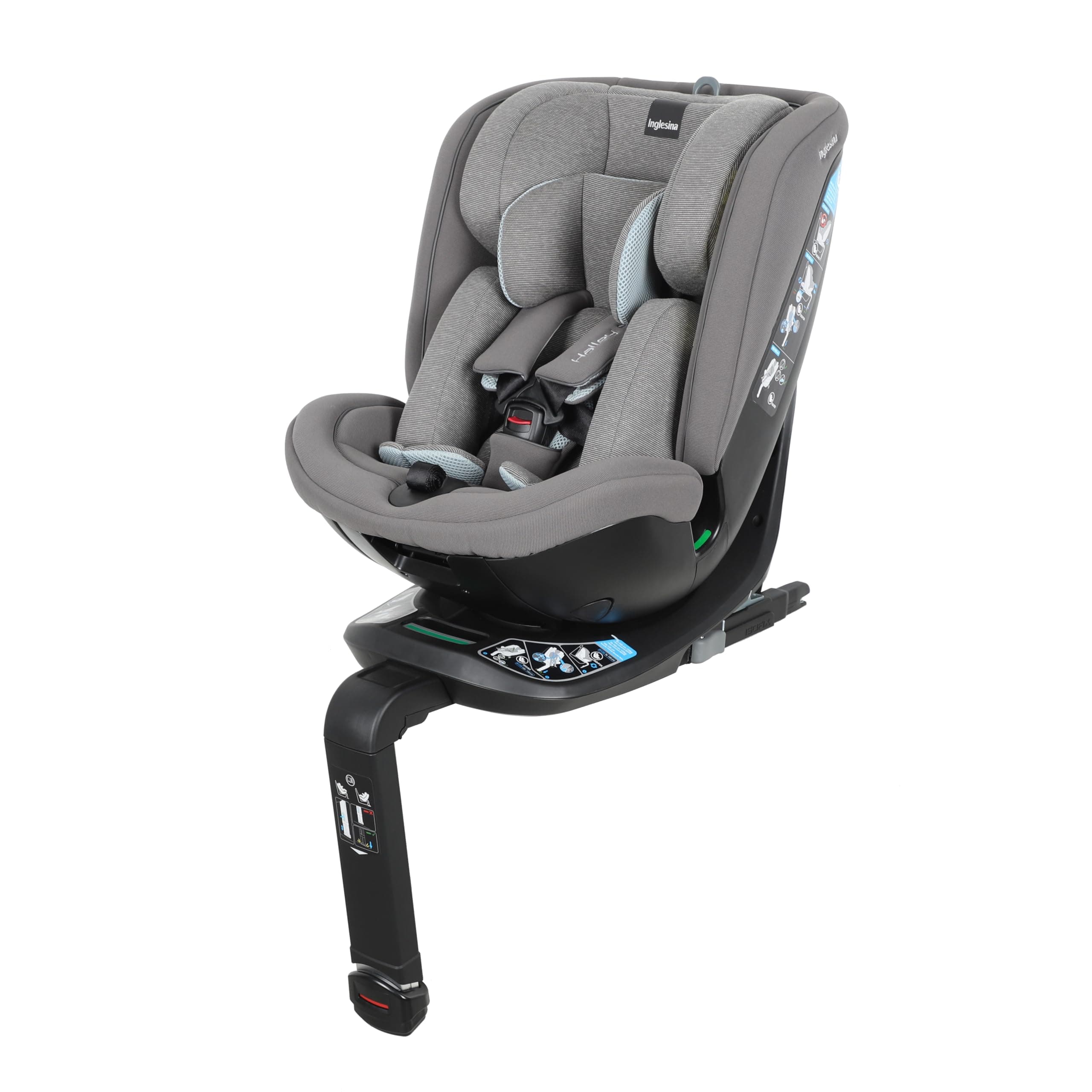 Inglesina Halley Pro Noir ISOFIX Homologué ECE R129/03 pivotant 360° et inclinable pour de 0 à 12 ans