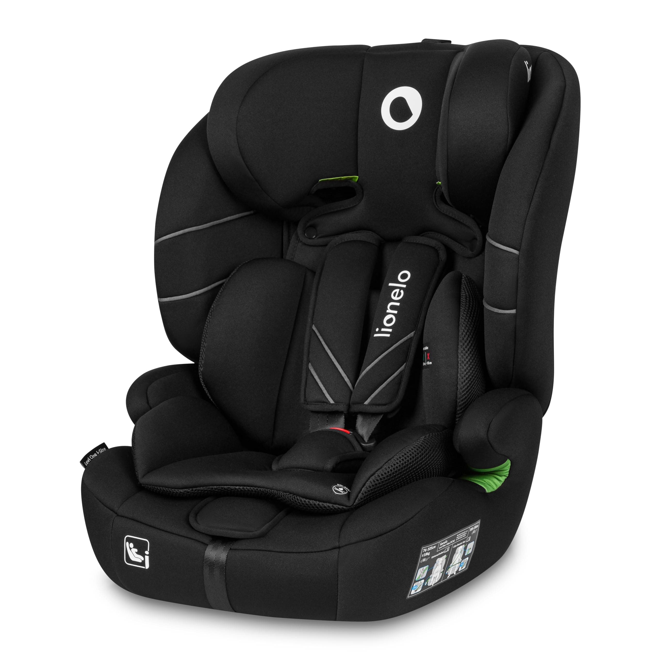 LIONELO LEVI ONE i-size siège auto bébé 10 degrés de réglage de l'appui-tête, accoudoirs inclinables confortables, R129