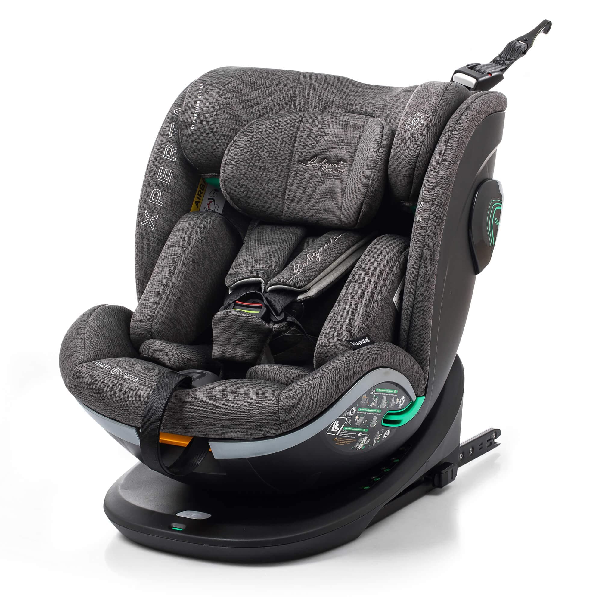 Siege auto BABYAUTO XPERTA GREY DOBBY | De la naissance à 12 ans | 0-36 kg | I-Size | ISOFIX | Pivotant 360° | ECE R129