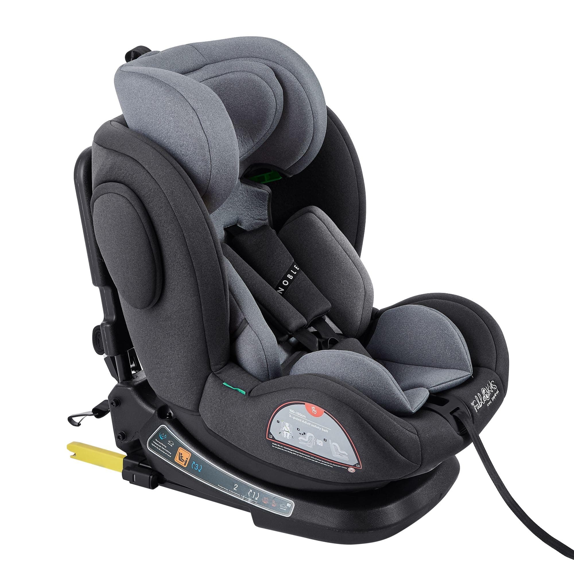 Siège auto FableKids gris i-Size 150cm seguridad rotatif 360° Isofix