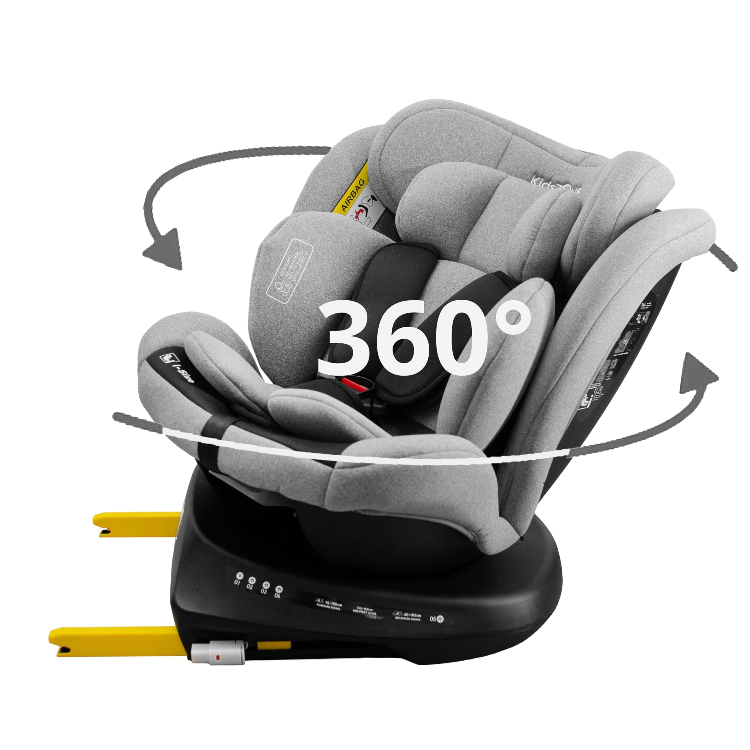 Siège auto bébé ISOFIX 0-36kg | Pivotant 360° | i-Size | 9 Positions d'appui-tête | 5 Positions d'inclinaison | Harnais
