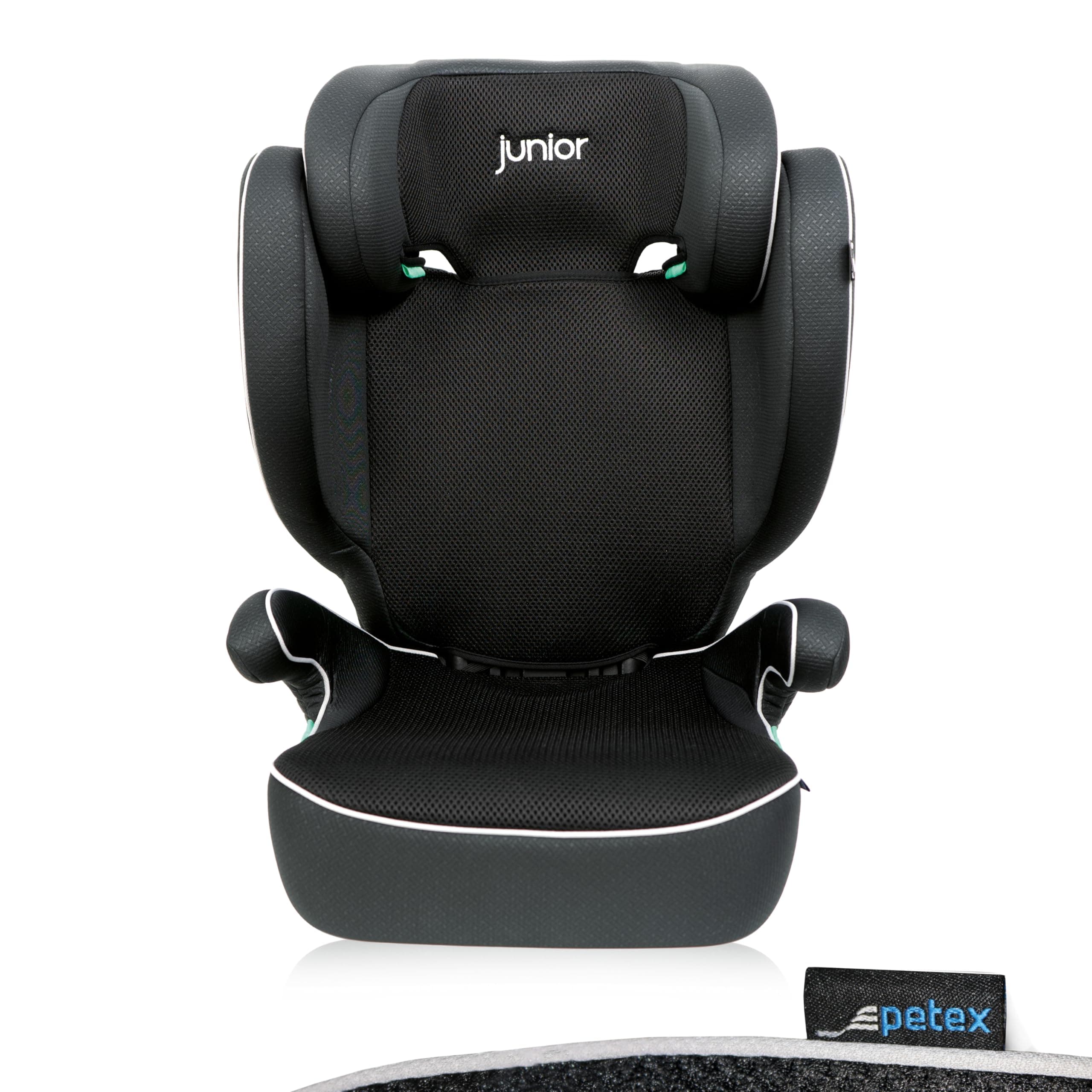 PETEX | Siège auto i-Size noir conforme à la norme ECE R129 pour enfants grands - réglable en hauteur - 100-150 cm