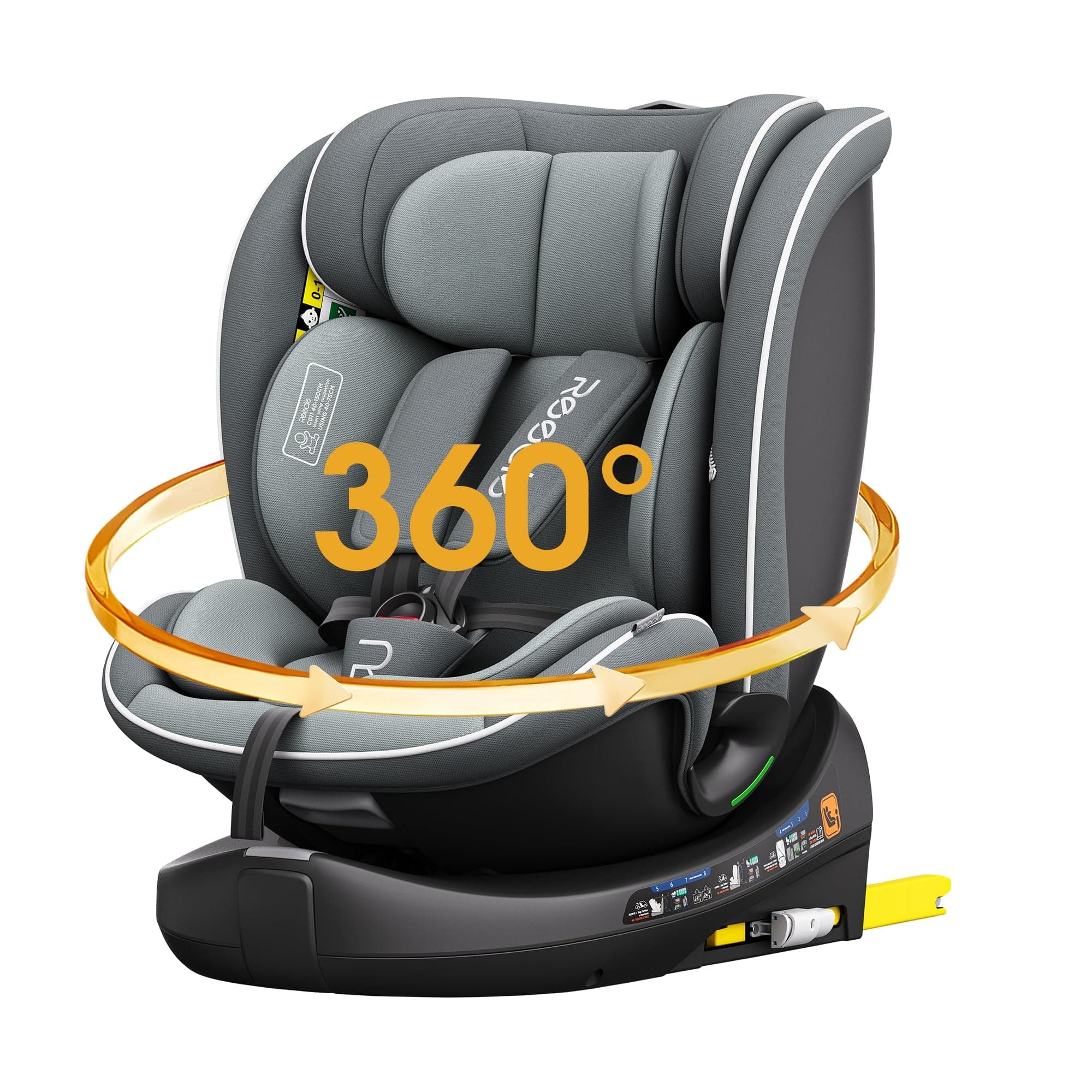 Reecle I-Size Siège Auto 360° Pivotant ISOFIX pour Enfants de 40 à 150 cm, 0-12 ans (0-36 kg), Meilleure Protection Laté